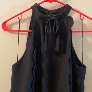 Black Tank Top, Bow + Scallop Detailing, 2 for $30